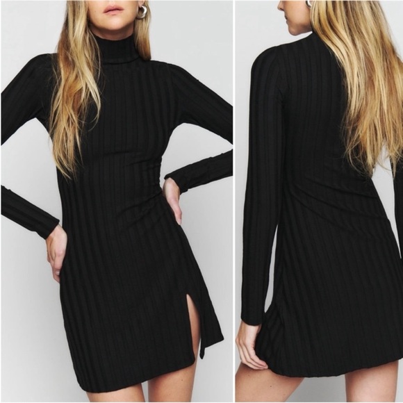NWT Reformation Libra Knit Dress Black Size Medium - Picture 2 of 6